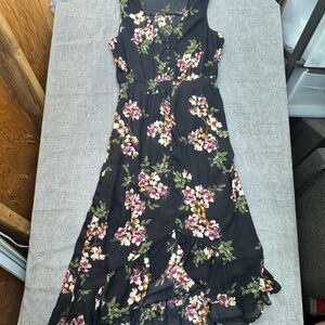 Maurices Black Floral High Low Dress